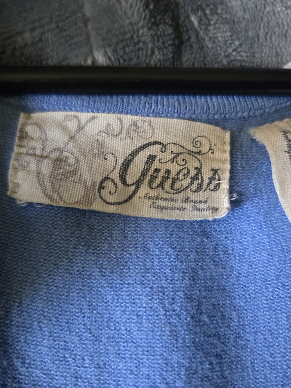 Guess Vintage Blue Short Sleeve Ribbed Knit Tee - Picture 3 of 6